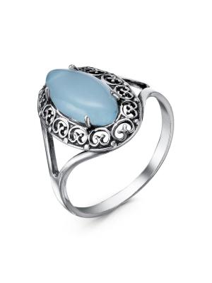 Кольцо серебро 925 пробы, покрытие - оксидирование, вставка - искусственный халцедон