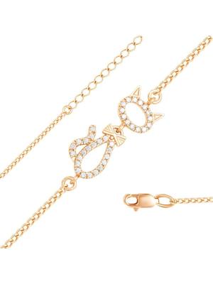 Браслет серебро 925 пробы, покрытие - золочение, вставка - фианит (недрагоценный камень)