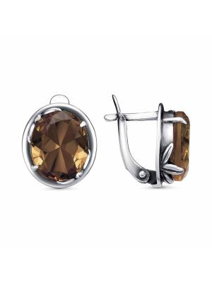 Серьги бижутерия, покрытие - серебрение с оксидированием, вставка - искусственный султанит