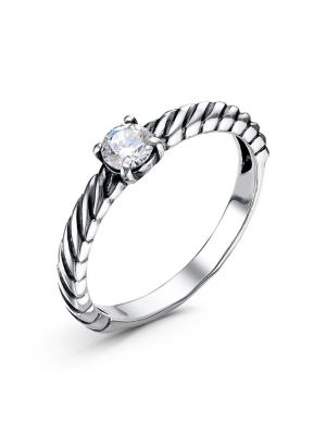 Кольцо бижутерия, покрытие - серебрение с оксидированием, вставка - фианит (недрагоценный камень)