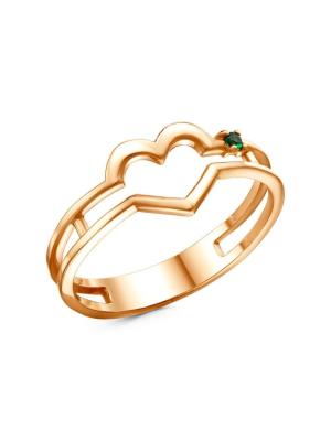 Кольцо бижутерия, покрытие - золочение, вставка - искусственная шпинель