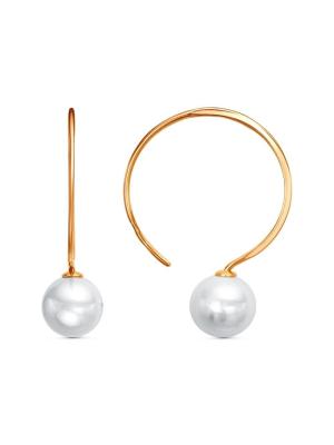 Серьги серебро 925 пробы, покрытие - золочение, вставка - имитация жемчуга