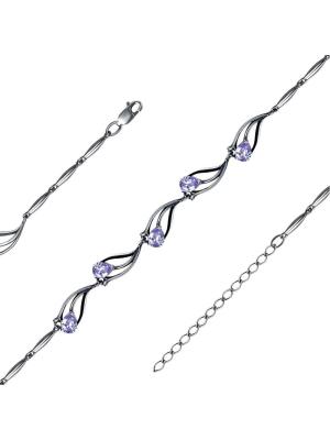 Браслет бижутерия, покрытие - серебрение с оксидированием, вставка - фианит (недрагоценный камень)