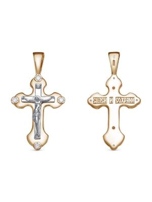 Подвеска серебро 925 пробы, покрытие - золочение, выборочное родирование, вставка - фианит (недрагоценный камень)