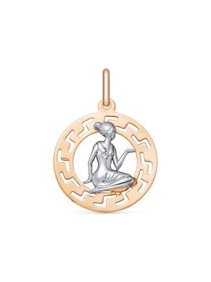 Подвеска "дева" серебро 925 пробы, покрытие - золочение, выборочное родирование, без вставок