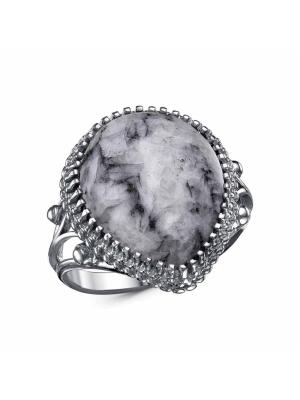 Кольцо бижутерия, покрытие - серебрение с оксидированием, вставка - пинолит