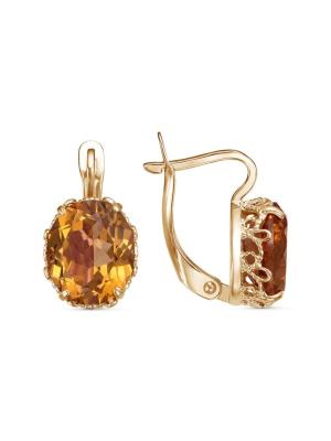 Серьги серебро 925 пробы, покрытие - золочение, вставка - искусственный султанит