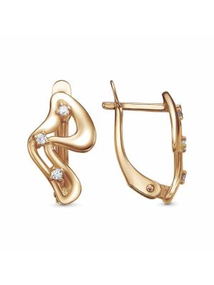 Серьги серебро 925 пробы, покрытие - золочение, вставка - фианит (недрагоценный камень)