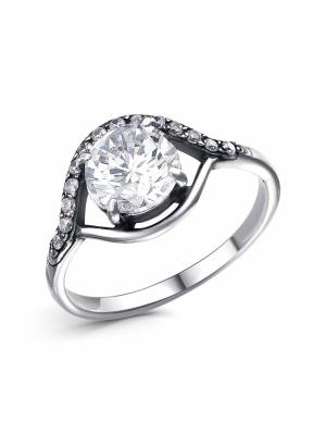 Кольцо серебро 925 пробы, покрытие - оксидирование, вставка - фианит (недрагоценный камень)