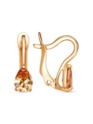 Серьги бижутерия, покрытие - золочение, вставка - фианит (недрагоценный камень)