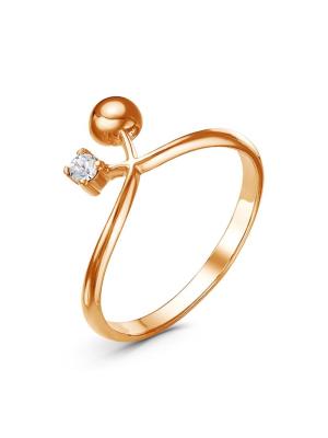 Кольцо бижутерия, покрытие - золочение, вставка - стекло ювелирное preciosa