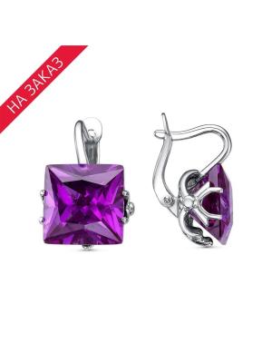 Серьги серебро 925 пробы, покрытие - родирование, вставка - синтетический корунд