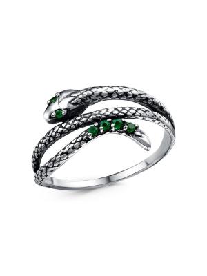 Кольцо бижутерия, покрытие - серебрение с оксидированием, вставка - искусственная шпинель