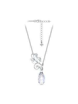 Колье бижутерия, покрытие - платинирование, вставка - фианит (недрагоценный камень)