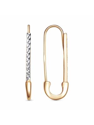 Серьги бижутерия, покрытие - золочение, отделка - алмазная грань, без вставок