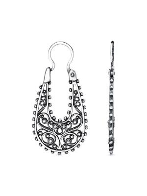 Серьги серебро 925 пробы, покрытие - оксидирование, без вставок