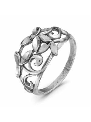 Кольцо серебро 925 пробы, покрытие - оксидирование, отделка - алмазная грань, без вставок