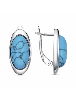 Серьги бижутерия, покрытие - платинирование, вставка - искусственная бирюза