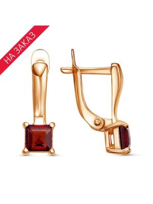 Серьги серебро 925 пробы, покрытие - золочение, вставка - гранат (полудрагоценный камень)