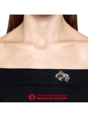 Брошь серебро 925 пробы, покрытие - оксидирование, вставка - искусственный султанит