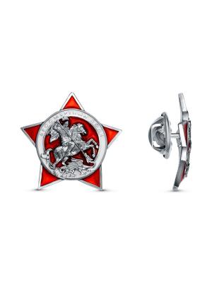 Значок бижутерия, покрытие - серебрение с оксидированием, отделка - эмаль, без вставок