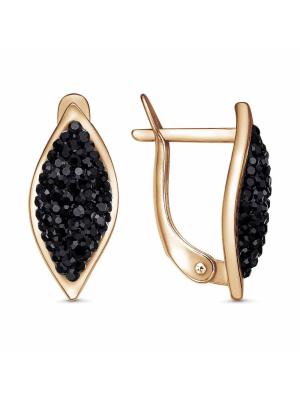 Серьги серебро 925 пробы, покрытие - золочение, вставка - стекло ювелирное preciosa