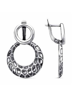 Серьги бижутерия, покрытие - серебрение с оксидированием, без вставок