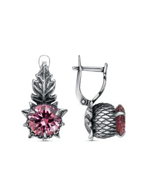 Серьги серебро 925 пробы, покрытие - оксидирование, вставка - фианит (недрагоценный камень)