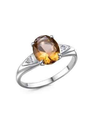 Кольцо серебро 925 пробы, покрытие - платинирование, вставка - искусственный султанит, фианит (недрагоценный камень)