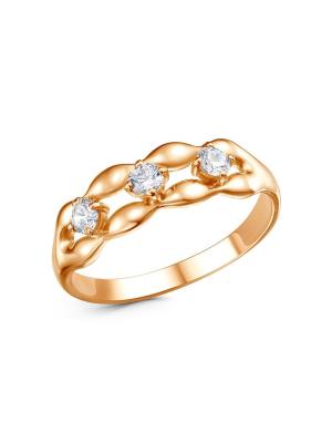 Кольцо бижутерия, покрытие - золочение, вставка - фианит (недрагоценный камень)