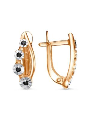 Серьги серебро 925 пробы, покрытие - золочение, отделка - алмазная грань, вставка - фианит (недрагоценный камень)