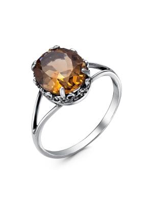 Кольцо серебро 925 пробы, покрытие - оксидирование, вставка - искусственный султанит