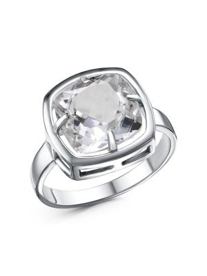 Кольцо серебро 925 пробы, покрытие - платинирование, вставка - горный хрусталь