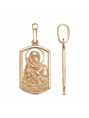 Подвеска "владимирская божия матерь" серебро 925 пробы, покрытие - золочение, выборочное родирование, без вставок