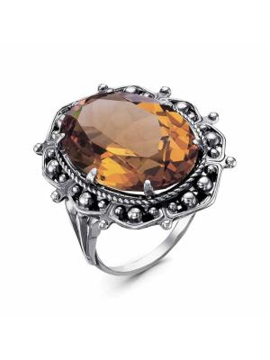 Кольцо серебро 925 пробы, покрытие - оксидирование, вставка - искусственный султанит