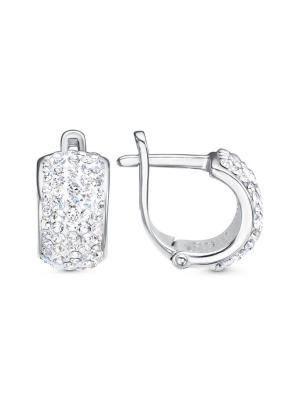 Серьги бижутерия, покрытие - серебрение, вставка - стекло ювелирное preciosa