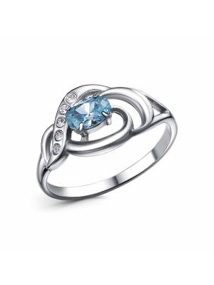 Кольцо бижутерия, покрытие - серебрение с оксидированием, вставка - стекло ювелирное preciosa, фианит (недрагоценный камень)