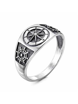 Кольцо серебро 925 пробы, покрытие - оксидирование, без вставок