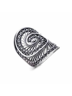 Кольцо серебро 925 пробы, покрытие - оксидирование, без вставок