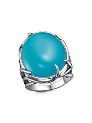 Кольцо серебро 925 пробы, покрытие - оксидирование, вставка - халцедон (искусственный)