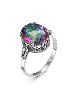 Кольцо бижутерия, покрытие - серебрение с оксидированием, вставка - стекло ювелирное