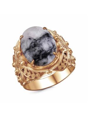 Кольцо бижутерия, покрытие - золочение, вставка - пинолит