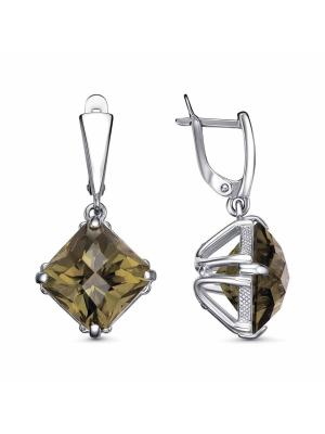 Серьги серебро 925 пробы, покрытие - платинирование, вставка - стекло ювелирное собственной огранки