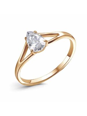 Кольцо серебро 925 пробы, покрытие - золочение, вставка - фианит (недрагоценный камень)