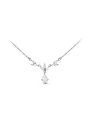 Колье серебро 925 пробы, покрытие - родирование, вставка - фианит (недрагоценный камень)