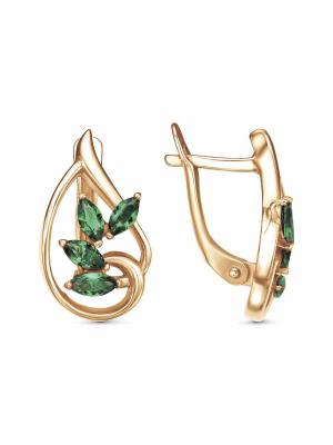 Серьги бижутерия, покрытие - золочение, вставка - искусственная шпинель
