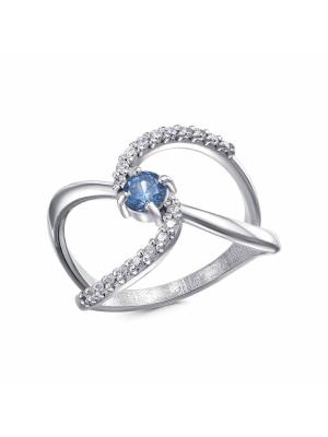 Кольцо серебро 925 пробы, покрытие - платинирование, вставка - фианит (недрагоценный камень)