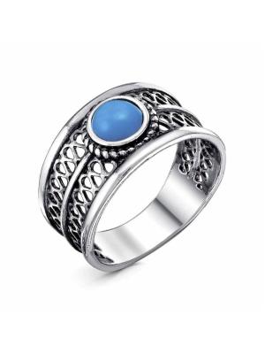 Кольцо бижутерия, покрытие - серебрение с оксидированием, вставка - искусственная бирюза