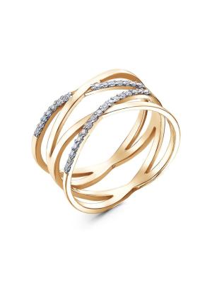 Кольцо серебро 925 пробы, покрытие - золочение, выборочное родирование, вставка - фианит (недрагоценный камень)