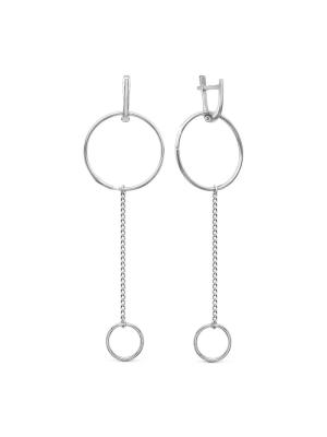 Серьги серебро 925 пробы, покрытие - родирование, без вставок